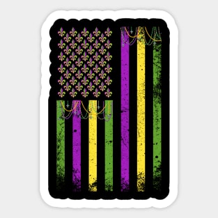 Mardi Gras Diva Masquerade Bead Parade USA Flag Men Women Kids Sticker